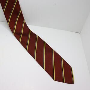 Dickens of London Burgundy Regimental Stripe Silk Tie Vintage Preppy 3”